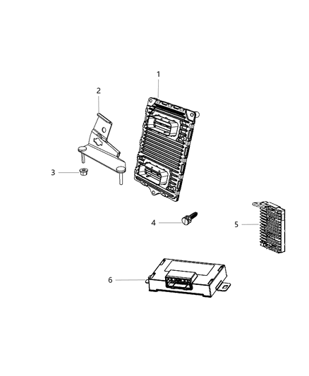2002 Dodge Ram 2500 Bracket Engine Control Module Diagram for 5187982AD