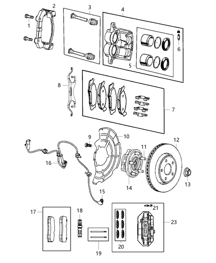 Hub And Bearing Brake Front Diagram for 52124767AC