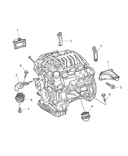 2002 Dodge Durango Cushion Engine Support Diagram for 5098310AA