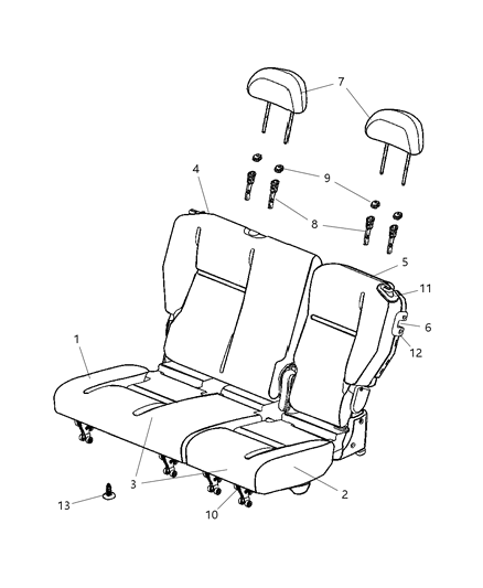 2005 Chrysler PT Cruiser Bezel Seat Release Diagram for ZK411FLAA