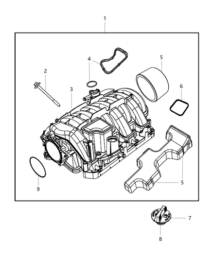 2013 Jeep Grand Cherokee Manifold Kit Engine Intake Diagram for 68189105AA