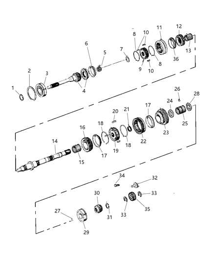 1998 Jeep Cherokee Pin, Output Shaft 1ST Gear Diagram for 83506008
