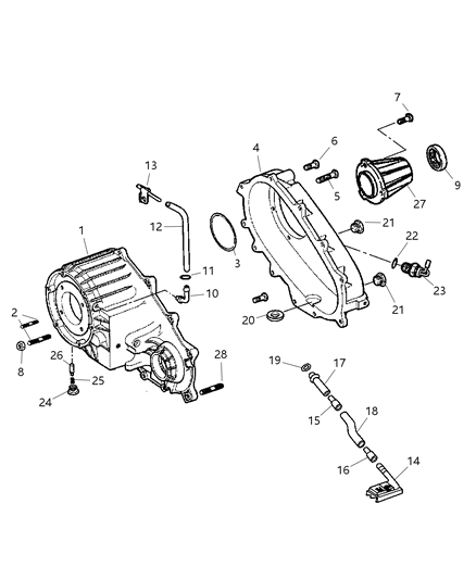 2003 Dodge Ram 2500 Case Transfer Rear Diagram for 5086332AA