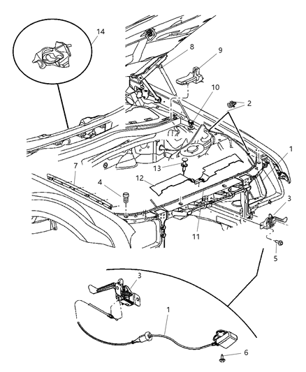 2016 Chrysler Town & Country Release Hood Latch Diagram for 5065522AD