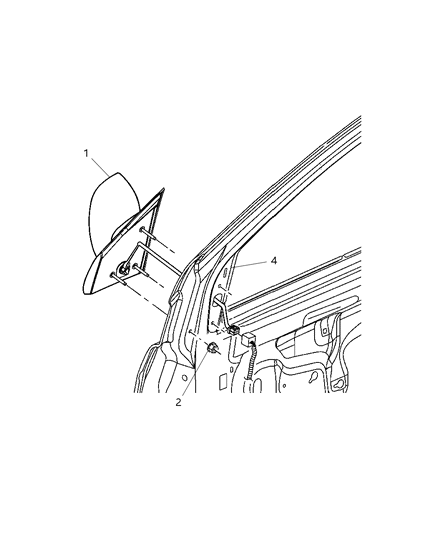 Mirror Outside Rearview Diagram for 55077398AE