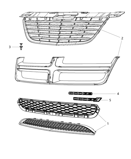 Grille Radiator Diagram for 68081992AB