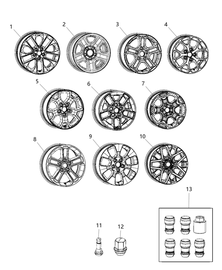 2008 Jeep Compass Wheel Aluminum Diagram for 6BZ391XFAA