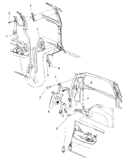Seat Belt 1ST Rear Outer Diagram for SL691L5AA
