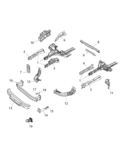 1987 Jeep Comanche Rail Frame Front Diagram for 68259338AA