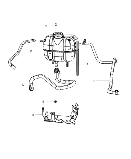 2008 Dodge Grand Caravan Hose Coolant Recovery Bottle Diagram for 4677720AA