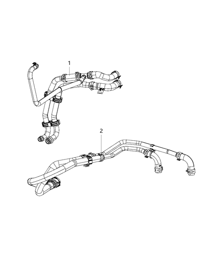 Hose Heater Core Supply And Return Diagram for 68429996AB