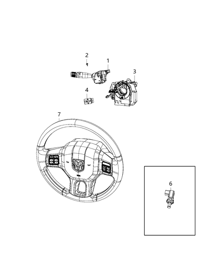 Clockspring Steering Column Control Module Diagram for 68459548AA