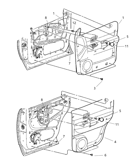 1996 Dodge Caravan Reflector Door Trim Panel Diagram for 5069030AA