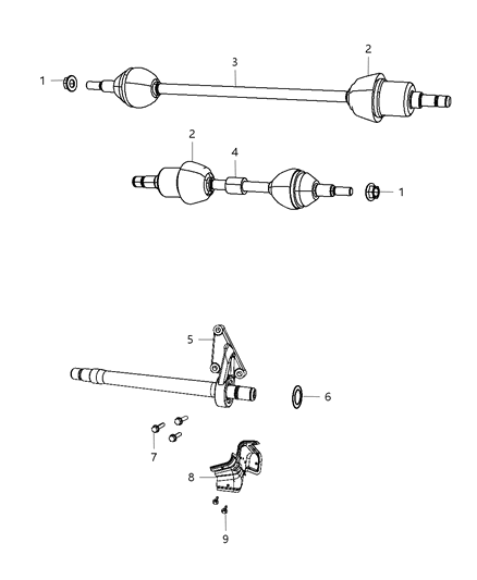 Shaft Axle Half, Front Passenger Side Diagram for 4881214AG