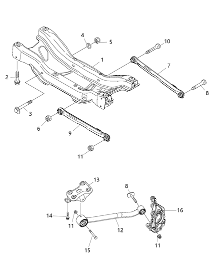 2018 Jeep Compass Crossmember Rear Suspension Diagram for 68265172AA