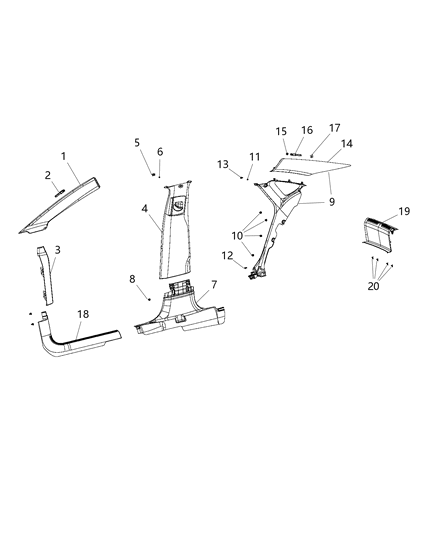 Panel Cowl Side Trim Diagram for 1XW75DX9AB