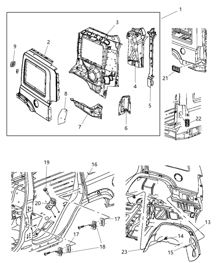 1987 Chrysler Town & Country Panel Bodyside Aperture Rear Complete Diagram for 5183164AD