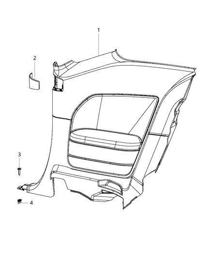 2017 Dodge Challenger Panel Quarter Trim Includes Clips Diagram for 5RG67DX9AE