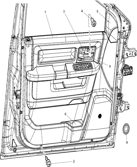 2006 Dodge Sprinter 3500 Panel Front Door Trim Diagram for 1VY501X9AF