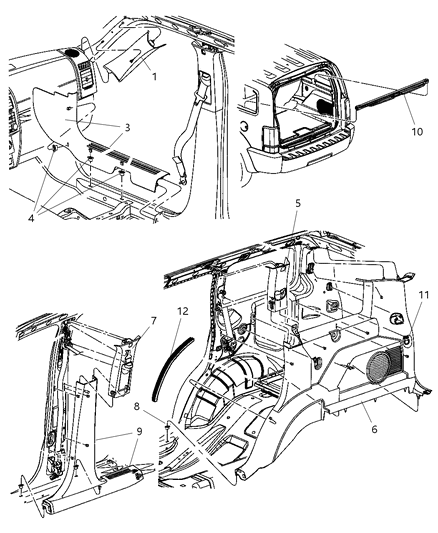 Molding B Pillar Diagram for 1CR78DW1AB