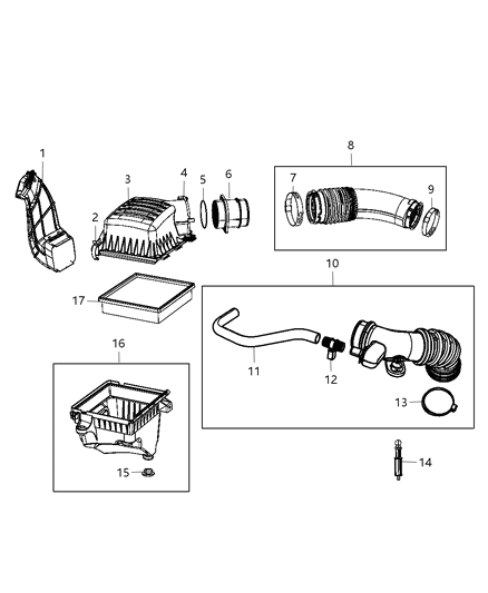 Cover Air Cleaner Diagram for 68147792AA