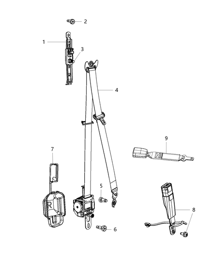 Seat Belt Front Outer Diagram for 6JW98DX9AE