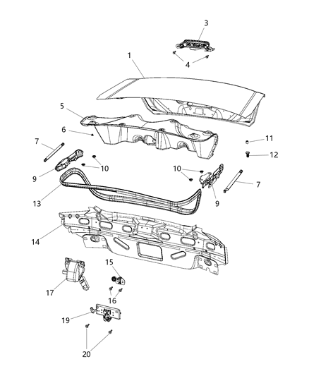 Carpet Decklid Diagram for 1LE12VXLAA