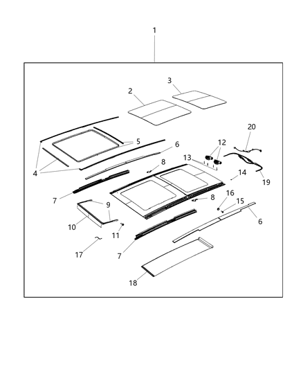 Sunroof Complete Diagram for 6XJ16LXHAA