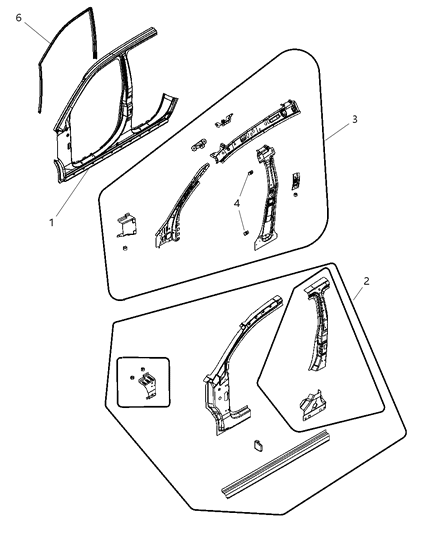 Reinforcement Package Bode Side Aperture Front C - Frame Diagram for 68002030AB