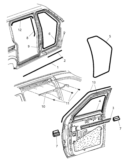 1997 Dodge Grand Caravan Weatherstrip Front Door Body Mounted Diagram for 4717420