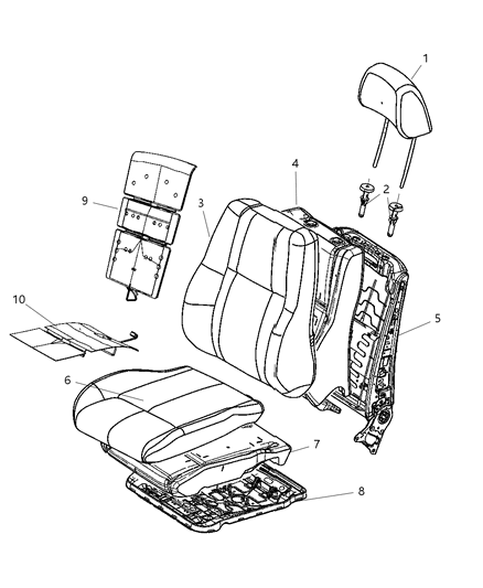 Cover Front Seat Back Diagram for 5RV46DX9AB