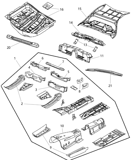 Pan Rear Floor Diagram for 68057483AF