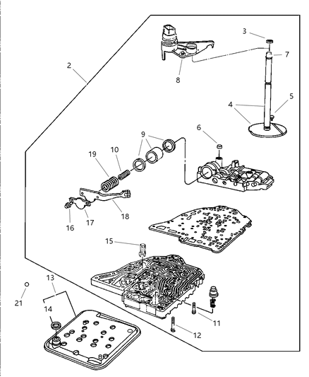Valve Body Complete Diagram for 5140475AA