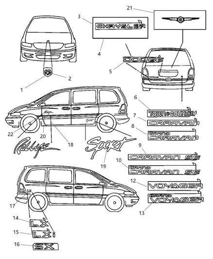 Nameplate, Liftgate "Chrysler" Diagram for KS94SA1