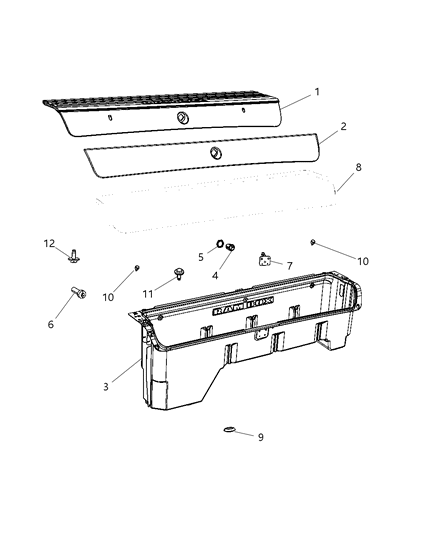 Applique Storage Bin Diagram for 1PE011W1AA