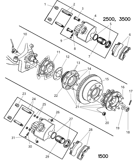 Hub And Rotor, W/Bearing And Seal, Front Diagram for V2500018AA