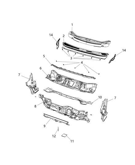 Silencer Dash Panel Engine Compartment Diagram for 68297856AD