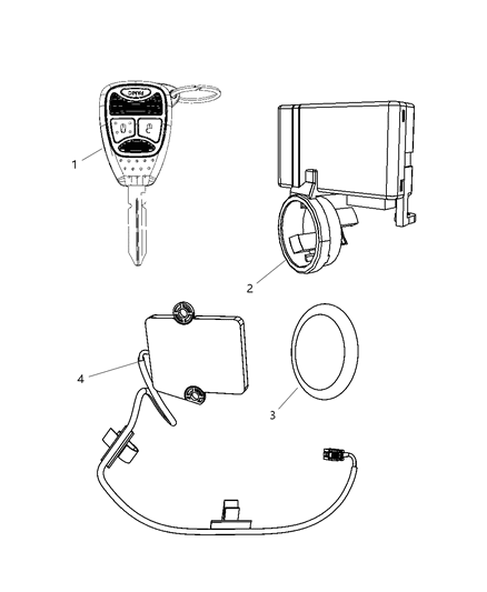 Key Blank With Transmitter Diagram for 68001705AA