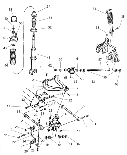 1992 Dodge Dynasty Shock Absorber Suspension Rear Diagram for 4782266AA