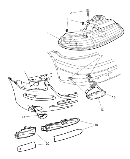 1999 Dodge Grand Caravan Headlamp Assembly Diagram for V7107040AA