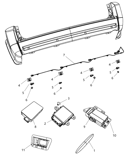 Sensor Blind Spot Detection Diagram for 56038886AA