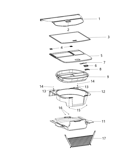 Cover Rear Cargo Floor Diagram for 1UC86DX9AC