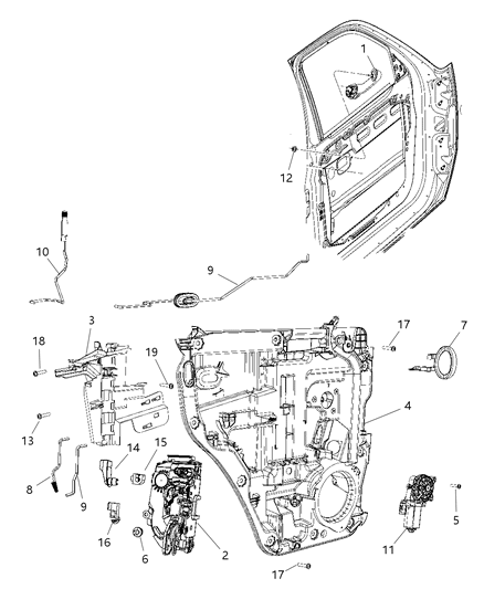 Link Inside Handle To Latch Rear Door Diagram for 68033504AA