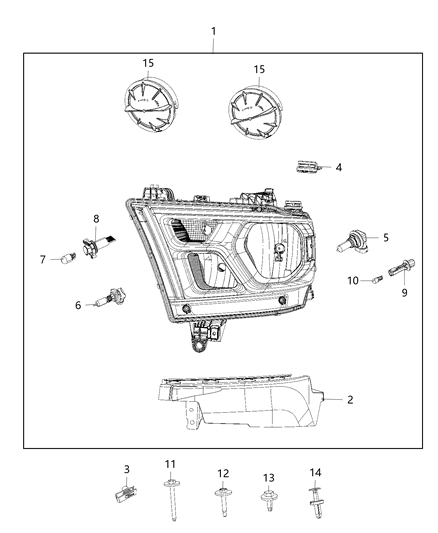 Headlamp Diagram for 68316080AD