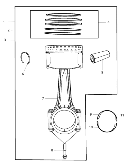 2001 Jeep Grand Cherokee Bearing Connecting Rod Standard See Note Diagram for 4884912AA