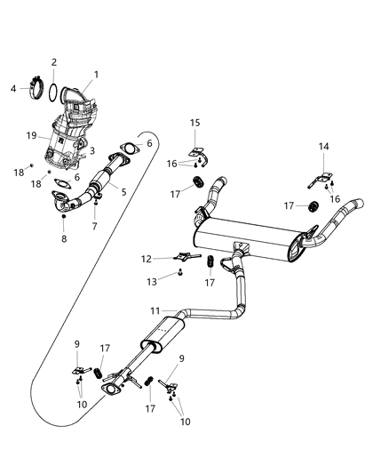 2003 Chrysler Sebring Shield Exhaust Catalytic Converter Diagram for 68096444AC