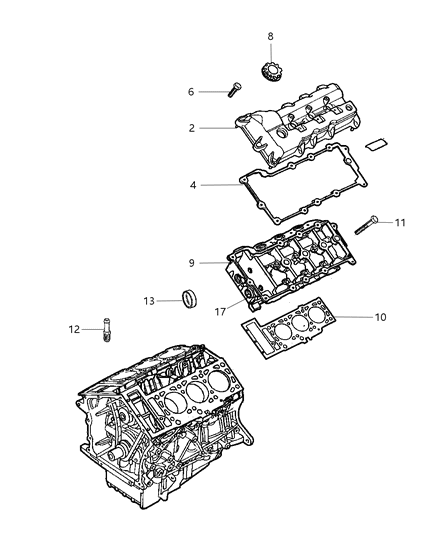 2016 Jeep Patriot Gasket Package Engine Upper Diagram for 5018593AB