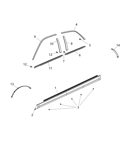 2018 Chrysler 300 Molding Day Light Opening Front Door Diagram for 68224368AD