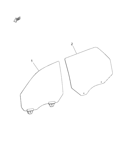 Door Glass, Rear Driver Side Diagram for 68084823AC
