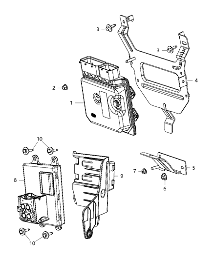 Bracket Engine Control Module Diagram for 68084109AB